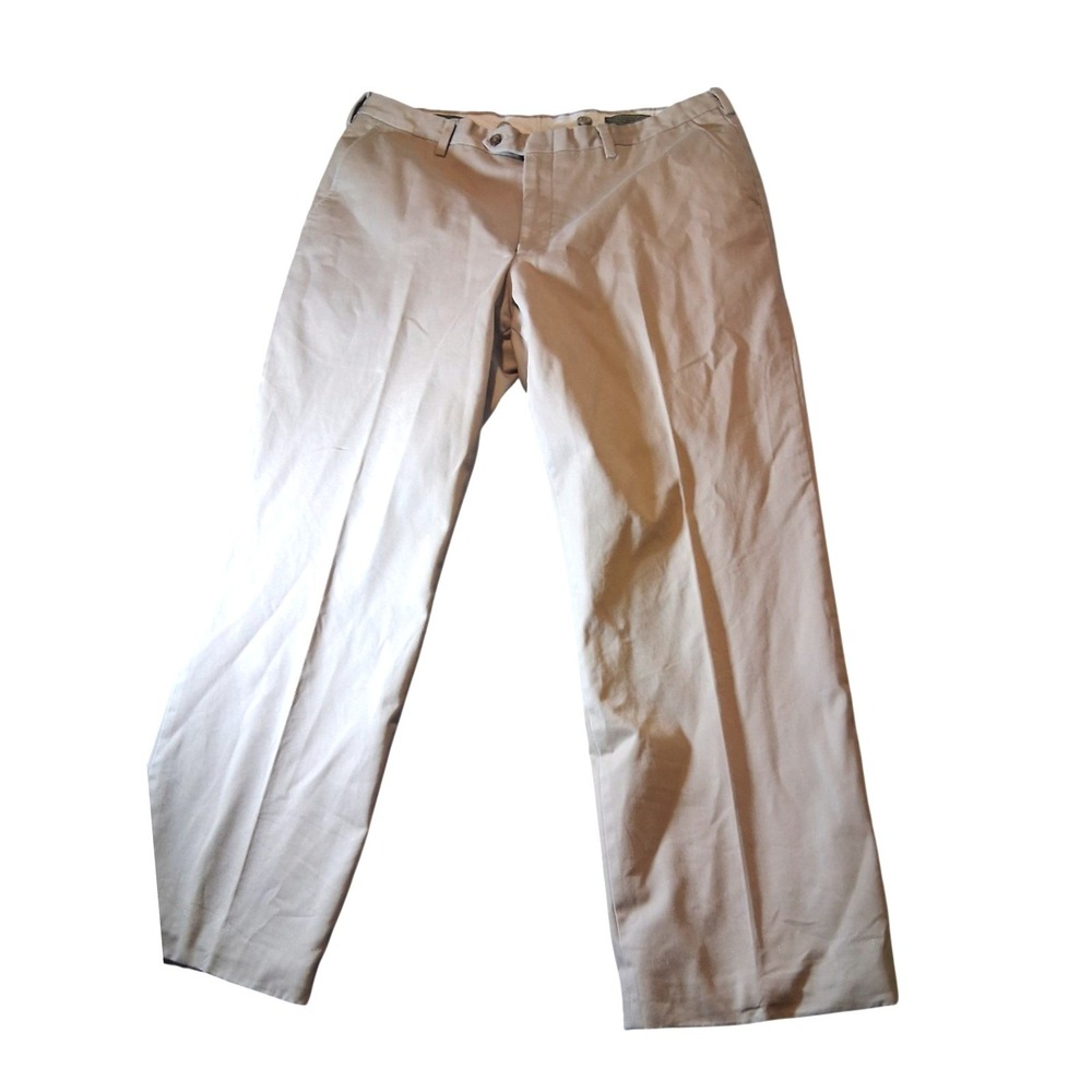 Berle Pants Mens 40 Beige 30" inseam Pleated Flannel Lined Chino Charleston SC